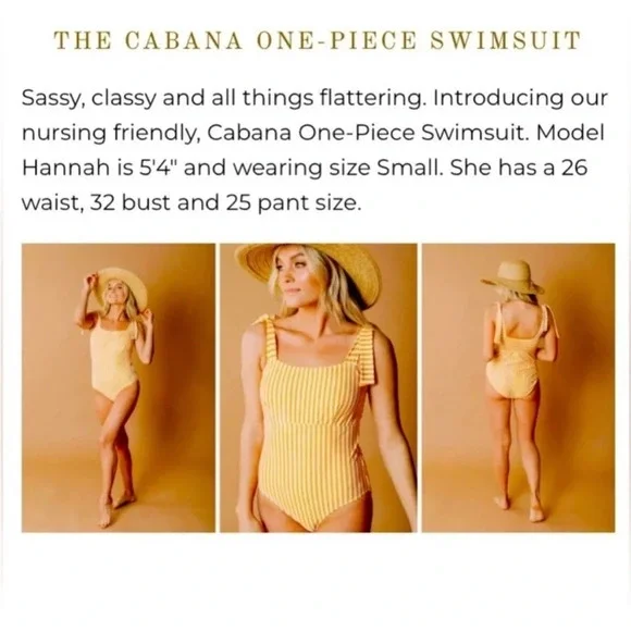 ALBION ~ The Cabana One Piece Swimsuit Yellow and White Striped Shoulder Ties - Picture 13 of 13